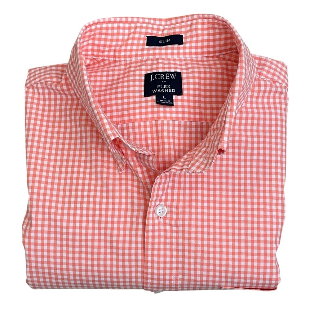 J.Crew Men's LARGE Slim Performance Twill L/S Shirt Clay Parker Gingham CLEAN!